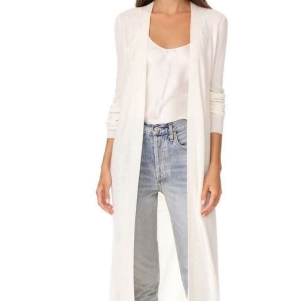 Theory Cream Cashmere Duster Cardigan